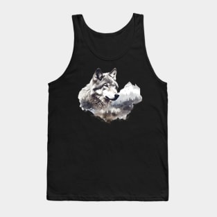 Wolf Mountain (white/grey) Tank Top